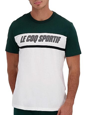 Le coq sportif heren t-shirt groen/wit eigentijds