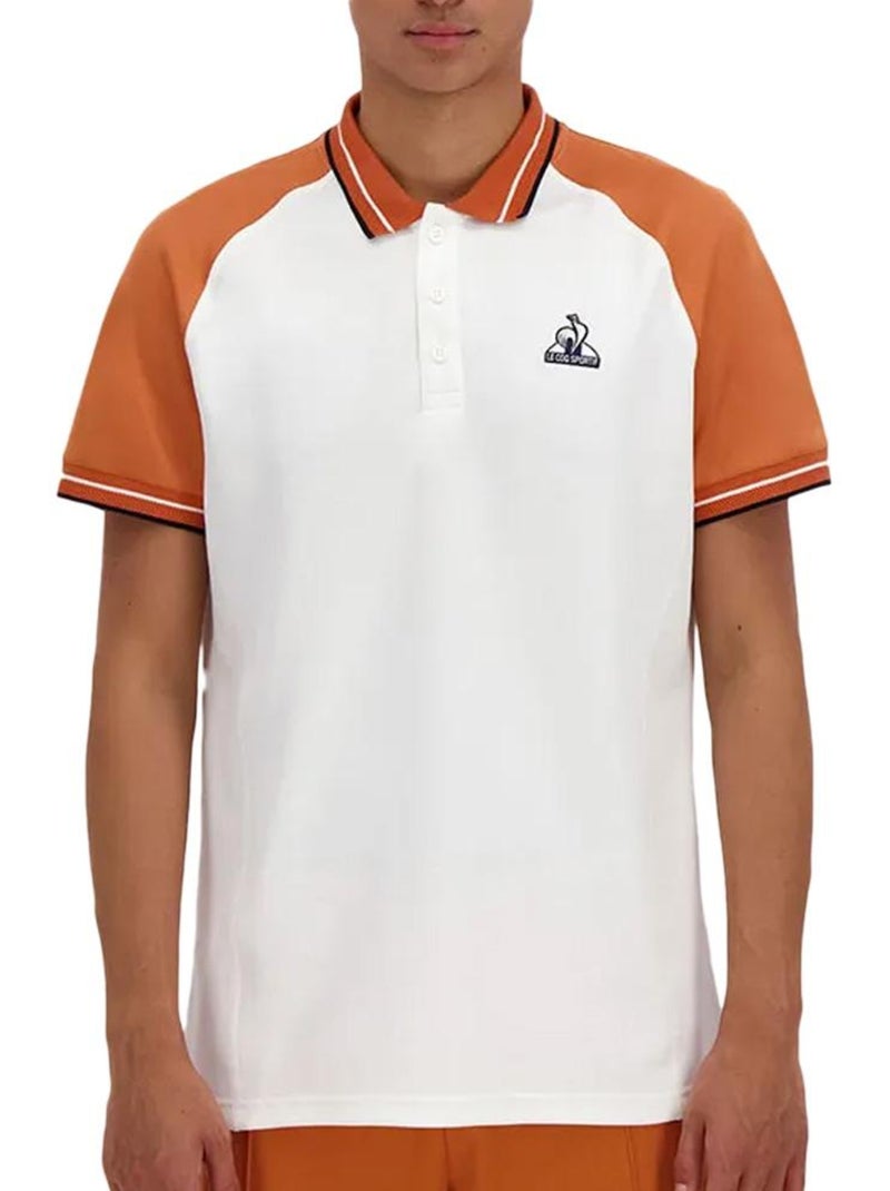 Le Coq Sportif Heritage N°2 Polo Wit/Oranje voor Heren Oranje - Kiabi
