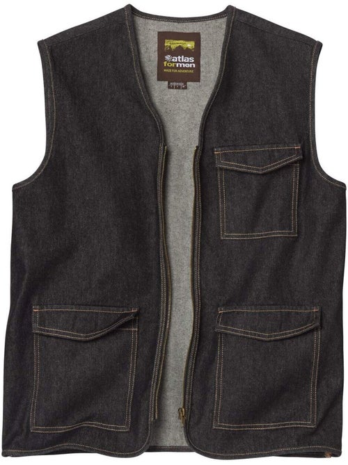 Le gilet sans manches zippé en jean  - atlas for men - Kiabi