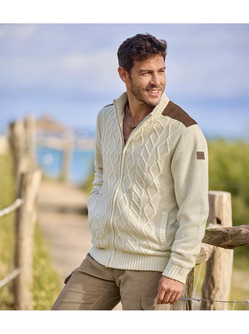 Le gilet tricot doublé polaire  - atlas for men Beige - Kiabi