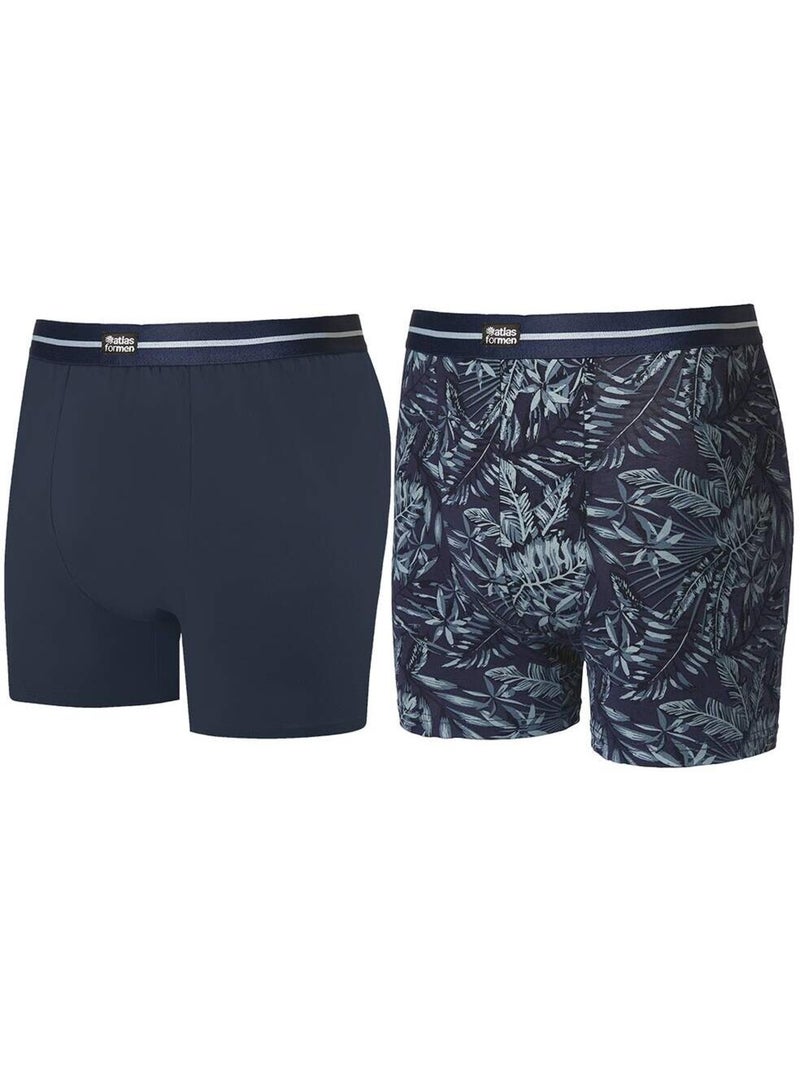 Le lot de 2 boxers en coton stretch  - atlas for men Bleu - Kiabi