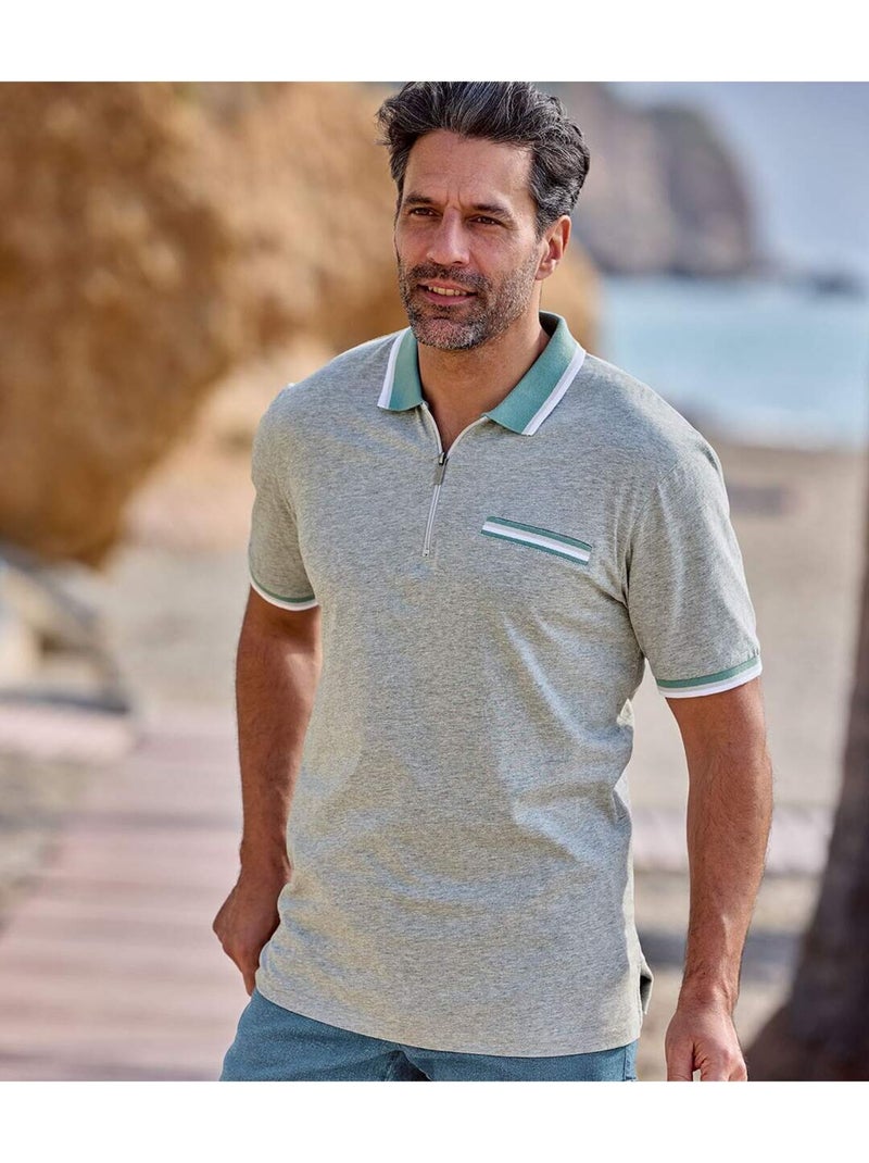 Le lot de 2 polos col zippé  - atlas for men Gris Vert - Kiabi