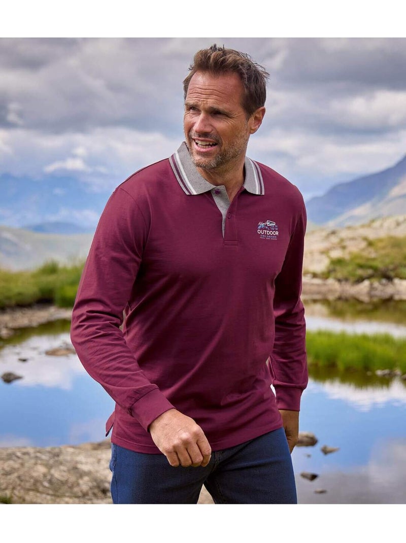 Le lot de 2 polos manches longues outdoor  - atlas for men Gris Violet - Kiabi