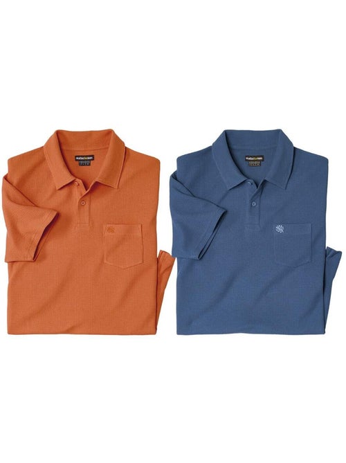 Le lot de 2 polos unis maille gaufrée  - atlas for men - Kiabi
