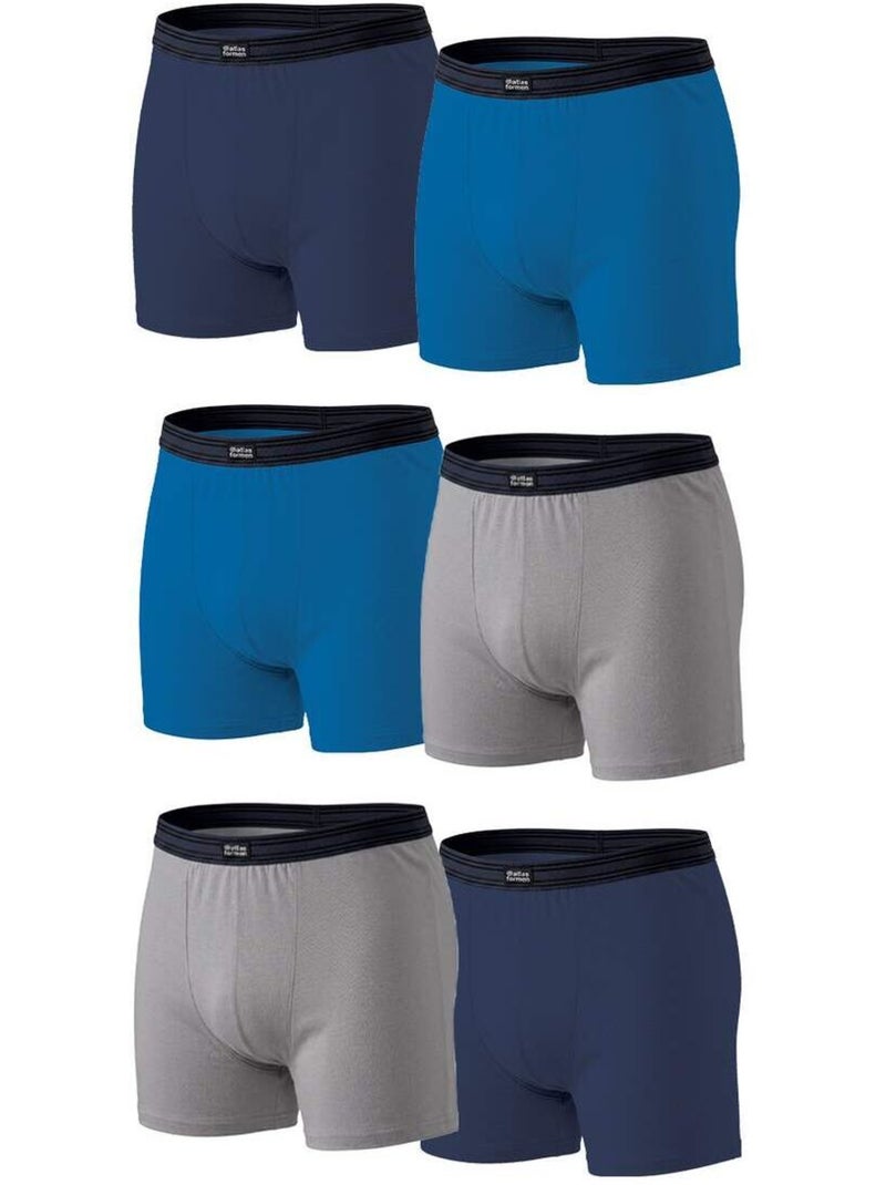 Le lot de 6 boxers confort  - atlas for men Bleu Gris Noir - Kiabi