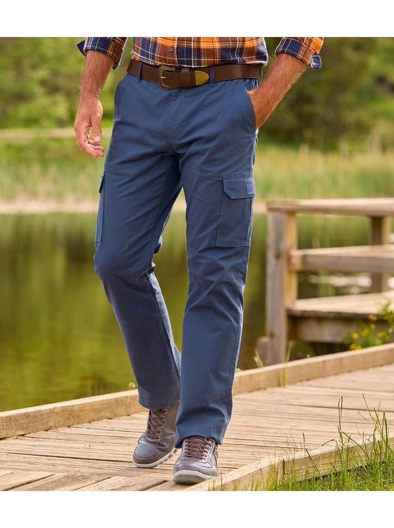Le pantalon cargo à taille semi-élastiquée  - atlas for men Bleu marine - Kiabi