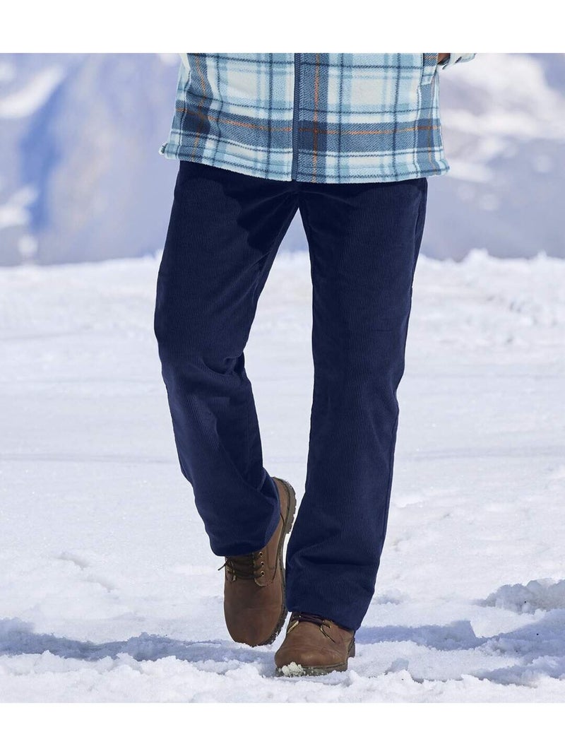 Le pantalon regular en velours stretch  - atlas for men Bleu marine - Kiabi