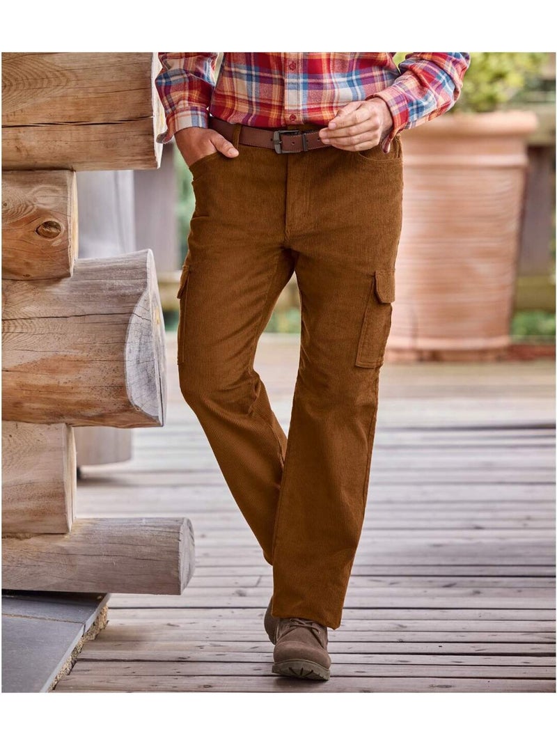 Le pantalon velours cargo taille semi elastiquée  - atlas for men Marron - Kiabi