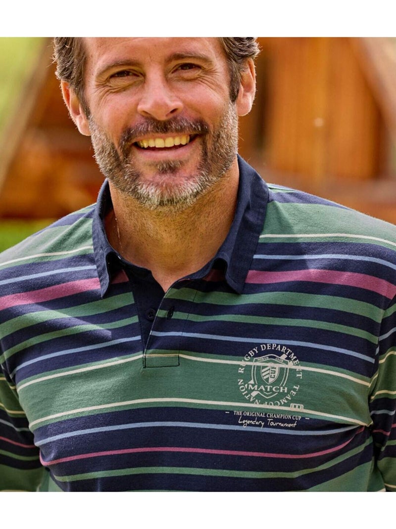 Le polo rugby rayé  - atlas for men Vert - Kiabi