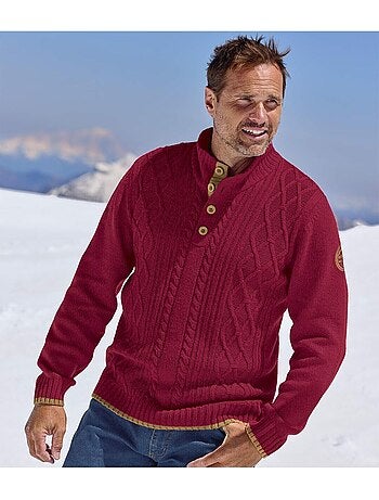 Le pull col boutonné tricot torsadé mountain - atlas for men
