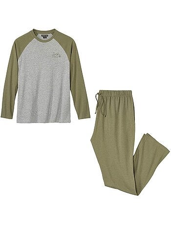 Le pyjama jersey col rond manche raglant haut bicolore - atlas for men