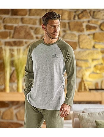 Le pyjama jersey col rond manche raglant haut bicolore - atlas for men
