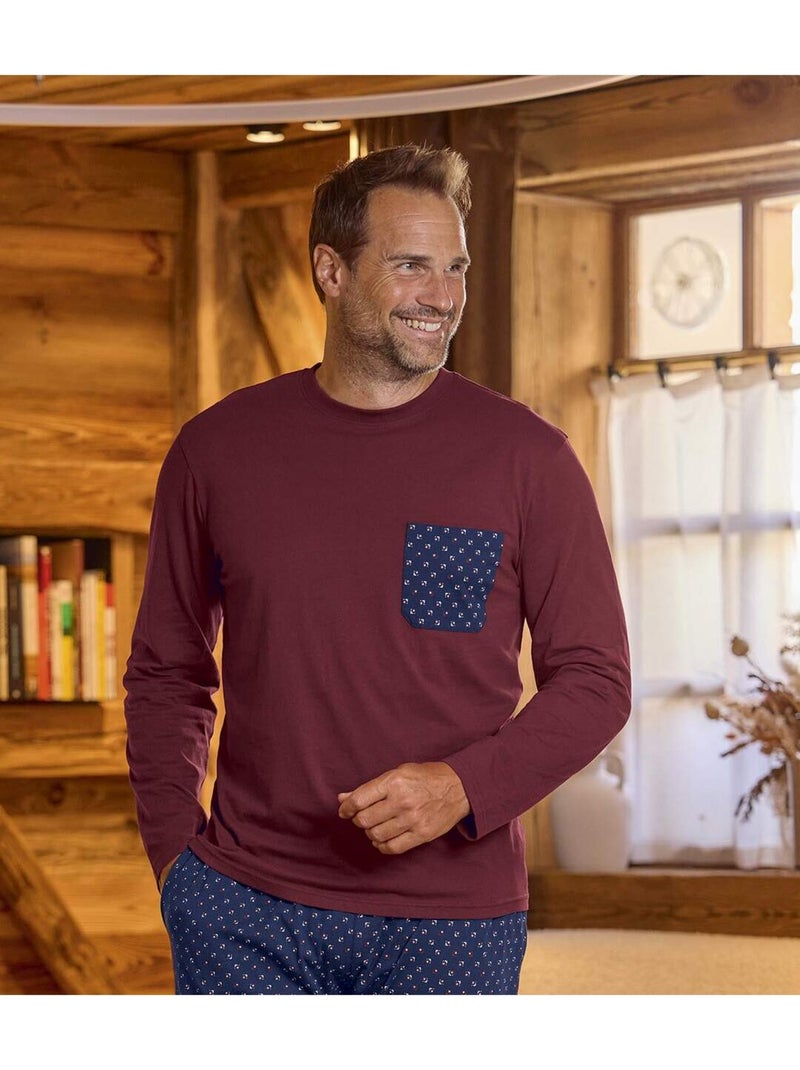 Le pyjama coton fantaisie bicolore  - atlas for men Bordeaux - Kiabi