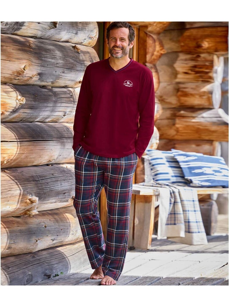 Le pyjama coton & flanelle  - atlas for men Bleu Bordeaux - Kiabi