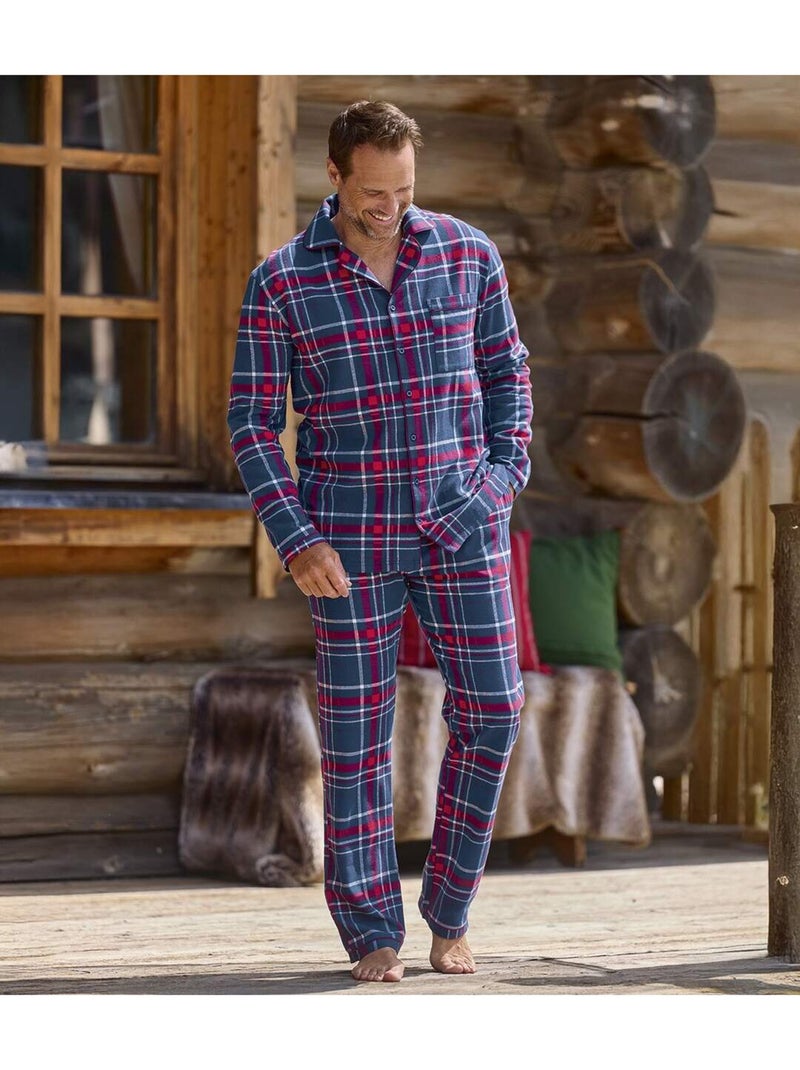 Le pyjama flanelle ecossais  - atlas for men Bleu Rouge - Kiabi