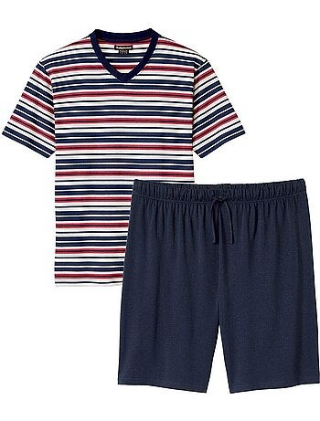 Le Pyjashort Col V Rayé - ATLAS FOR MEN