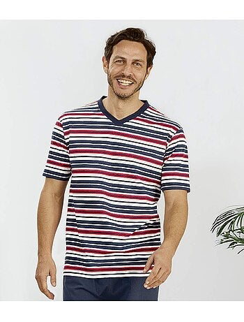 Le Pyjashort Col V Rayé - ATLAS FOR MEN