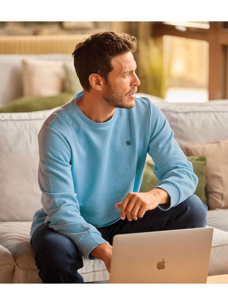 Le sweat molleton col rond  - atlas for men Bleu - Kiabi
