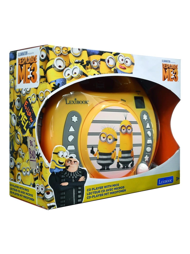 Lecteur cd portable avec 2 microphones les minions Jaune - Kiabi