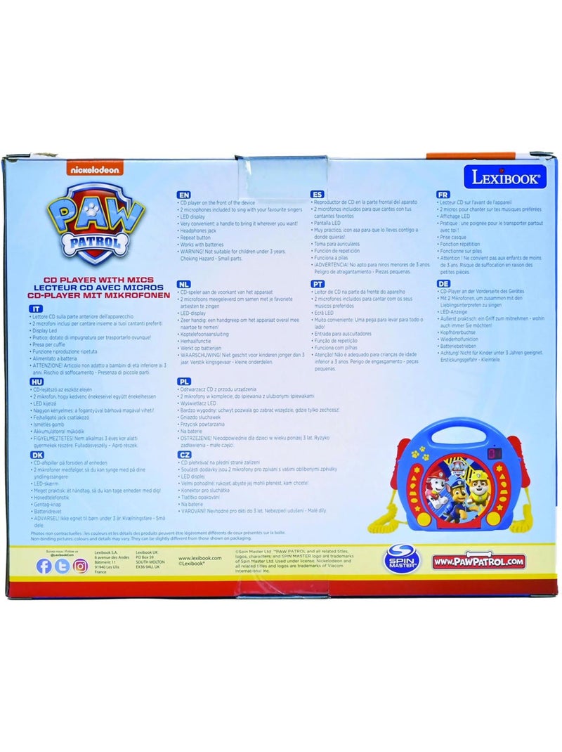 Lecteur cd portable avec 2 microphones pat patrouille Bleu - Kiabi