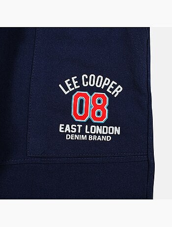 Lee cooper - bermuda molletonné à cordon et logo imprimé, coupe droite