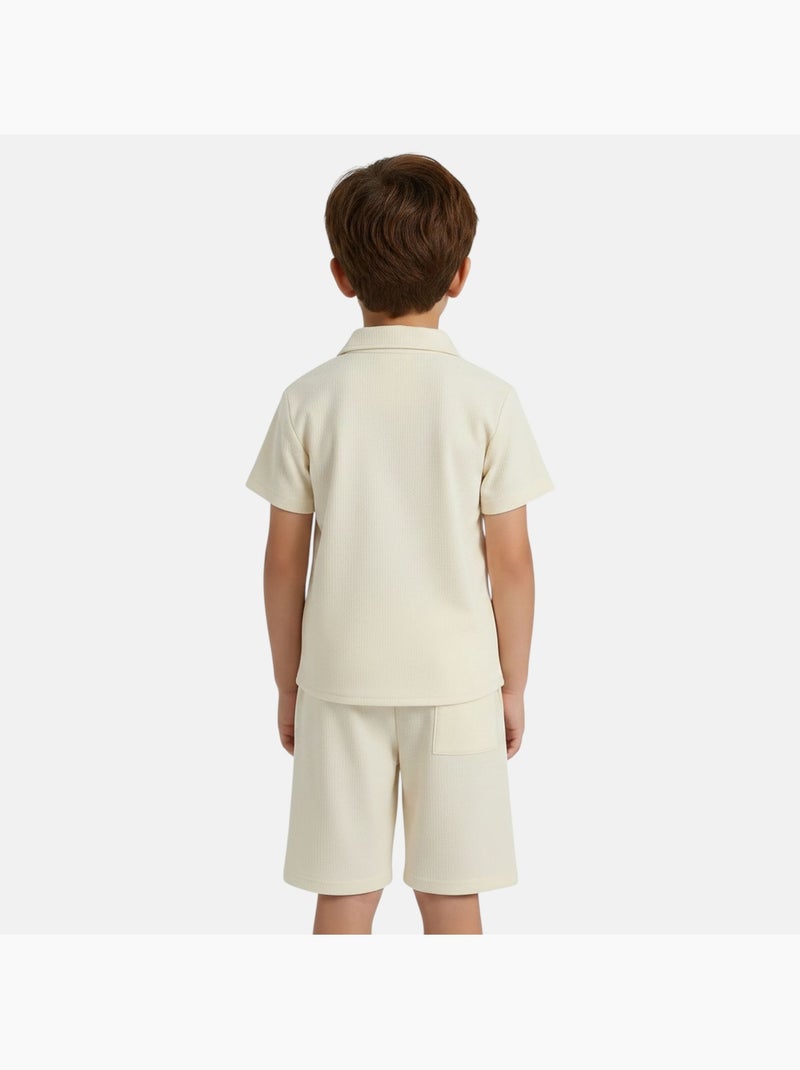 Lee Cooper - Chemise manches courtes et short assorti Ecru - Kiabi