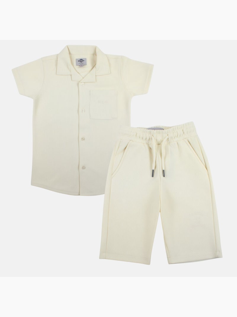 Lee Cooper - Chemise manches courtes et short assorti Ecru - Kiabi