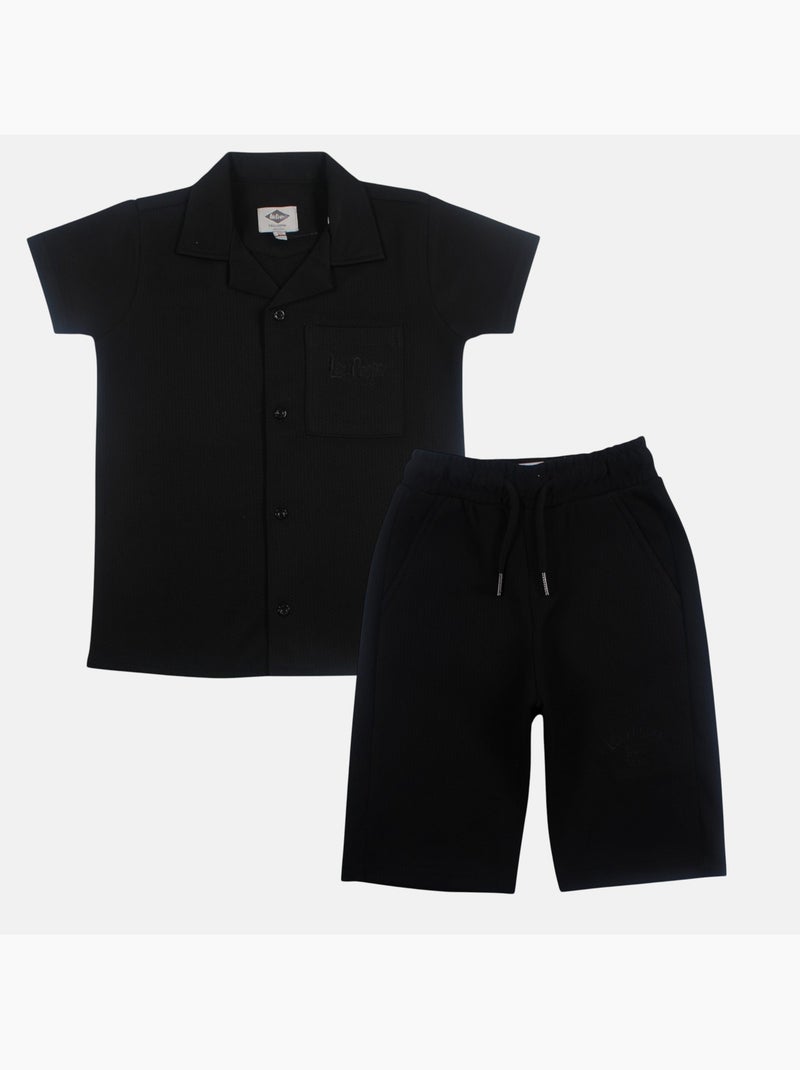 Lee Cooper - Chemise manches courtes et short assorti Noir - Kiabi