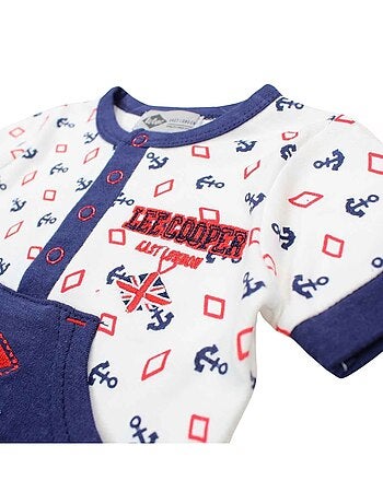 Lee Cooper - Combishort garçon été avce motif ancre et losange