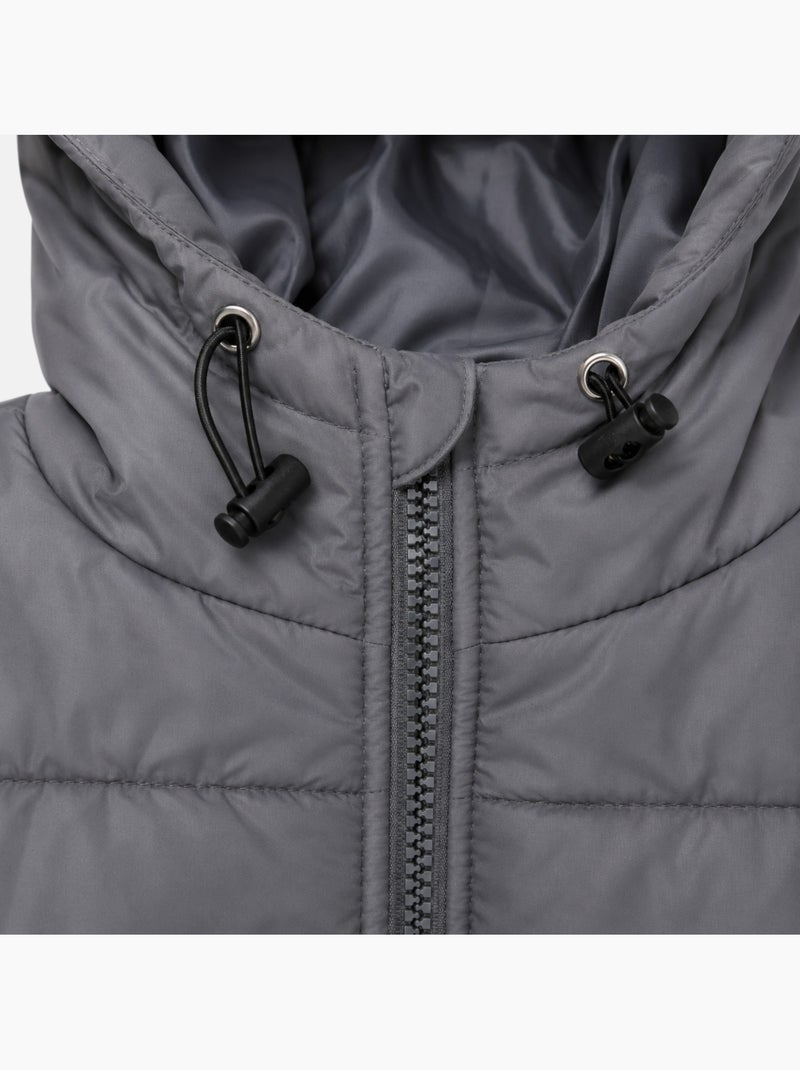 Lee cooper - doudoune longue zippée à capuche, poches zippées Gris - Kiabi