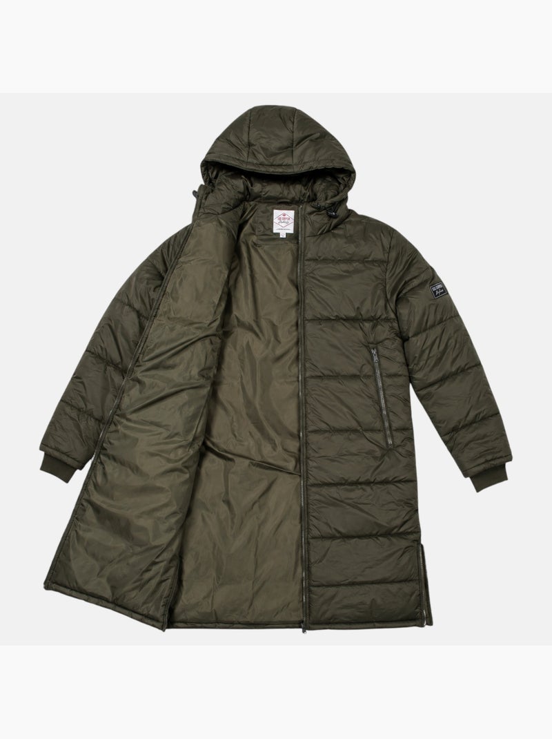 Lee cooper - doudoune longue zippée à capuche, poches zippées Kaki - Kiabi