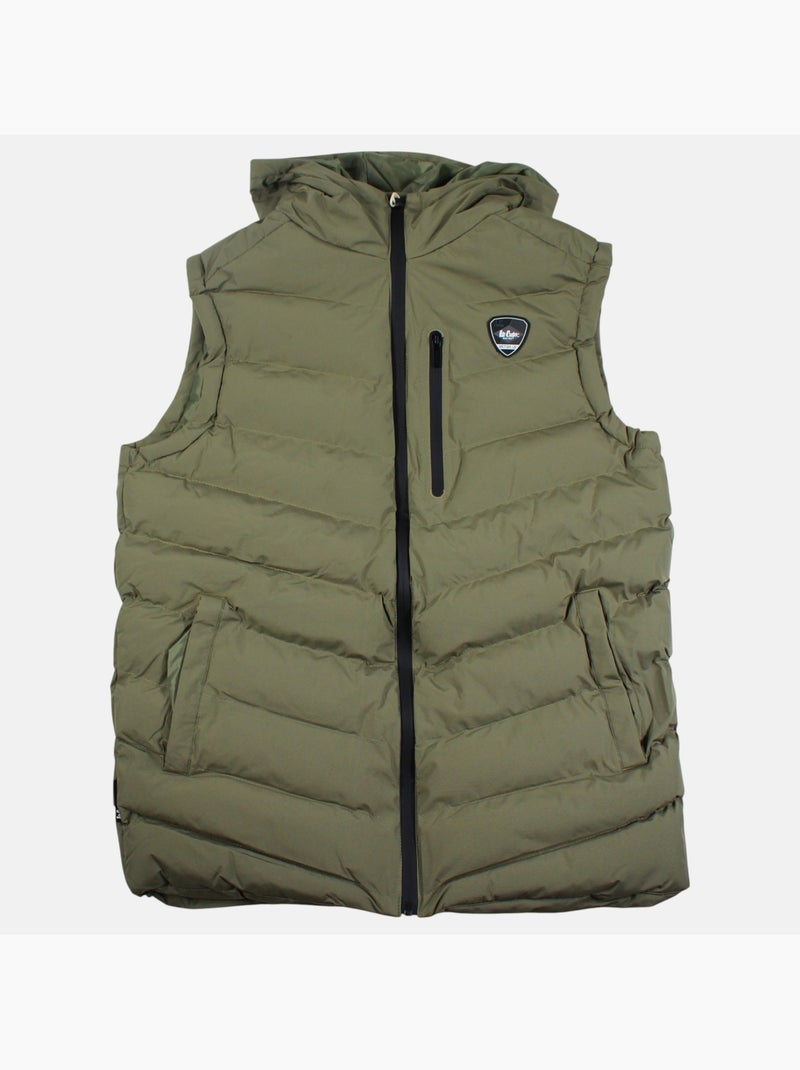 Lee cooper - doudoune sans manches à capuche, poches zippées Kaki - Kiabi