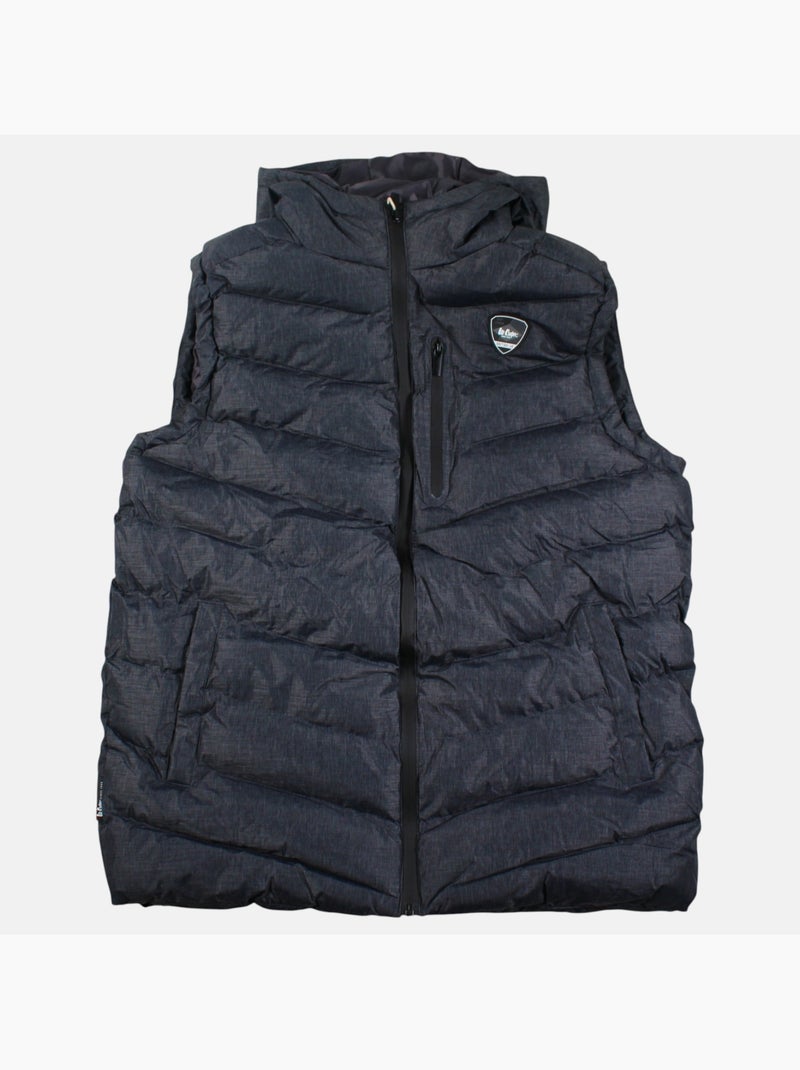 Lee cooper - doudoune sans manches zippée à capuche, poches zippées gris anthracite - Kiabi