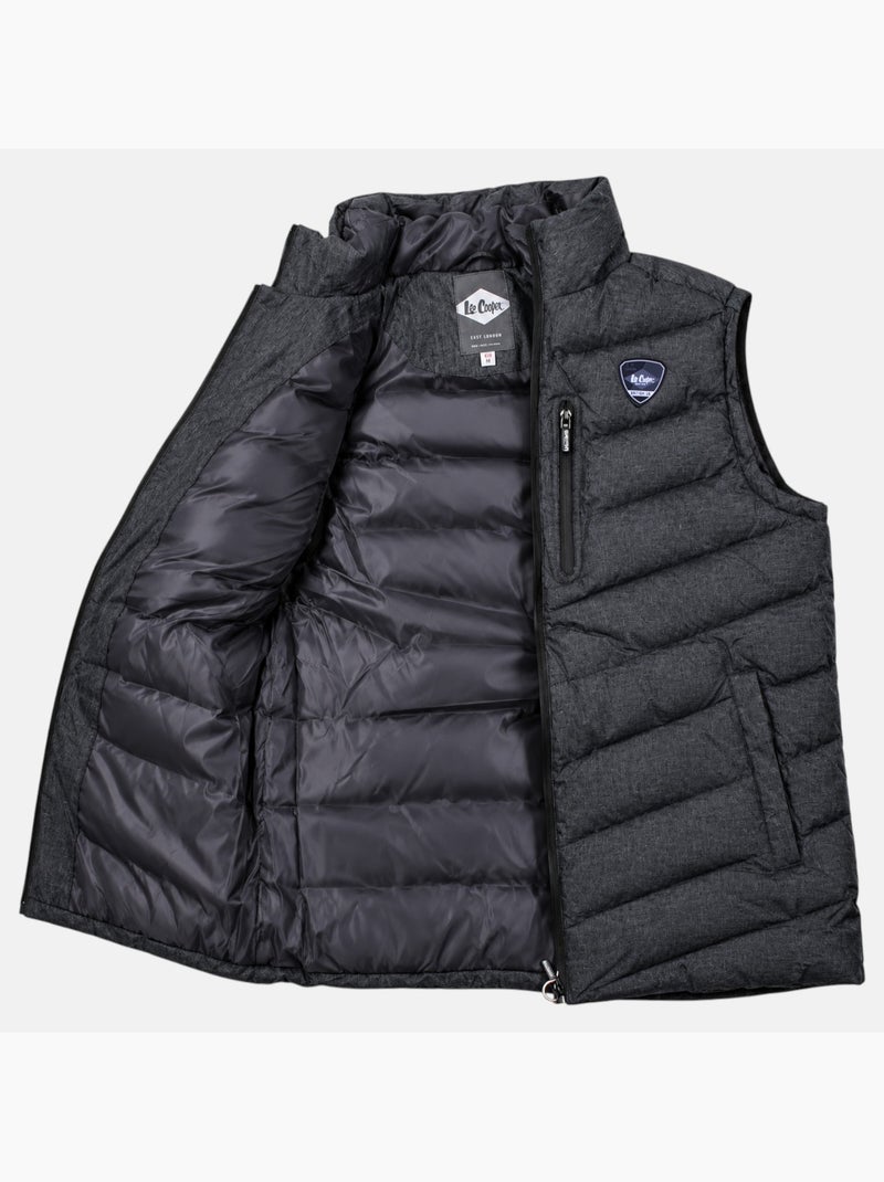 Lee cooper - doudoune sans manches zippée à capuche, poches zippées gris anthracite - Kiabi