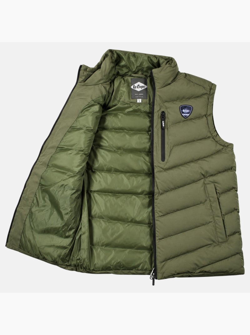 Lee cooper - doudoune sans manches zippée à capuche, poches zippées Kaki - Kiabi