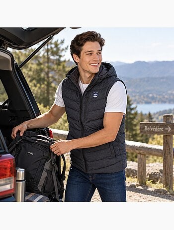 Lee cooper - doudoune sans manches zippée à capuche, poches zippées
