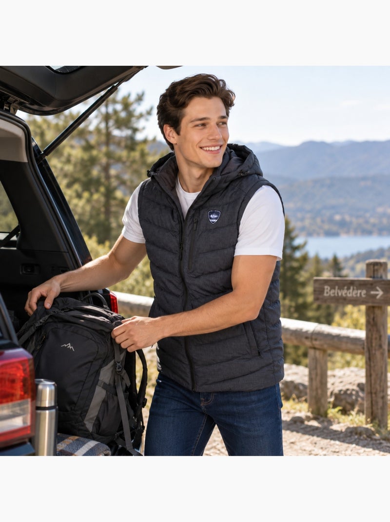Lee cooper - doudoune sans manches zippée à capuche, poches zippées Noir - Kiabi