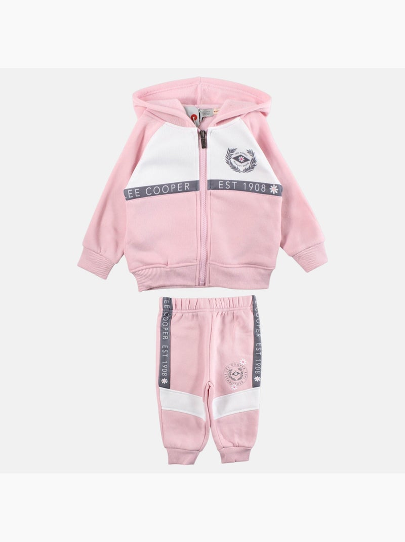 Lee Cooper - Ensemble b?b? fille veste capuche et pantalon jogging Rose clair - Kiabi