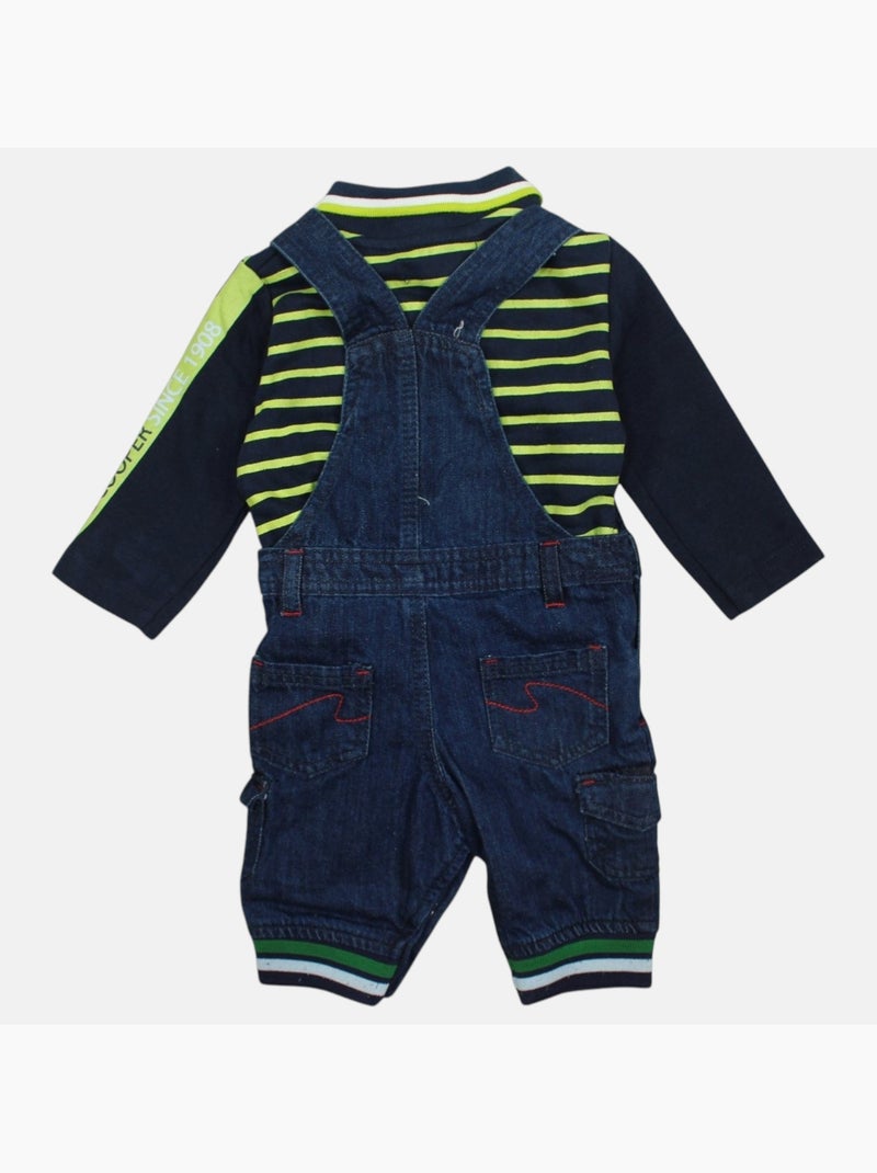 Lee Cooper - Ensemble b?b? polo manches longues avec salopette Vert - Kiabi
