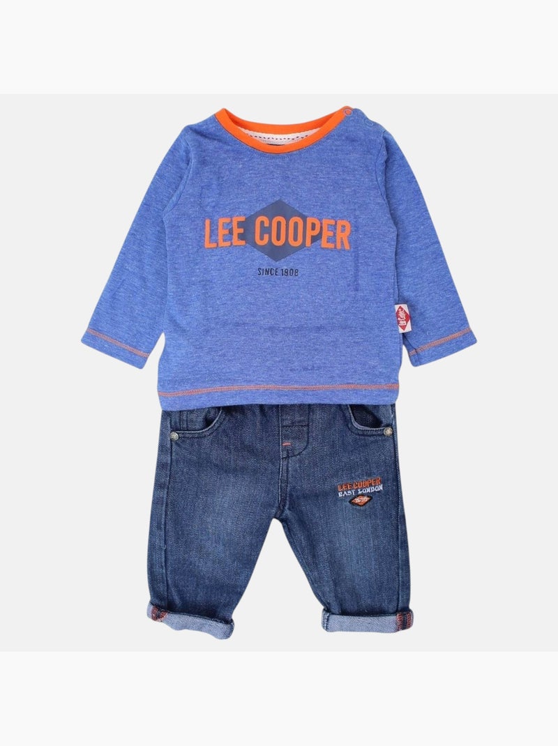 Lee Cooper - Ensemble b?b? t-shirt manches longues avec veste et pantalon Bleu marine - Kiabi