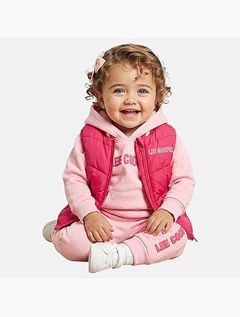 Lee Cooper - Ensemble bébé fille sweat à capuche et pantalon de jogging avec doudoune