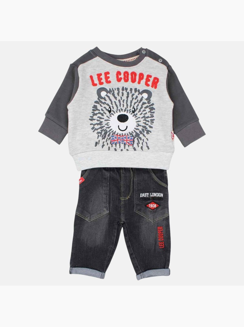 Lee Cooper - Ensemble bébé sweat et pantalon imprimé Gris - Kiabi
