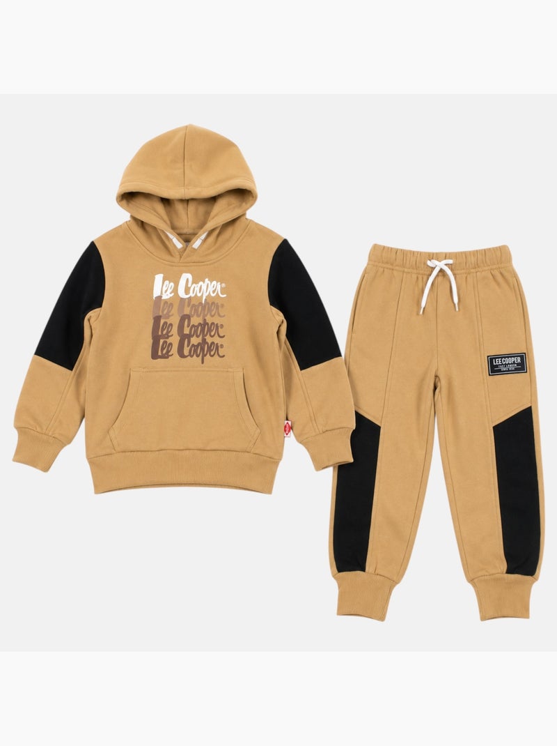 Lee Cooper - Ensemble de jogging, sweat à capuche et pantalon garçon Beige - Kiabi