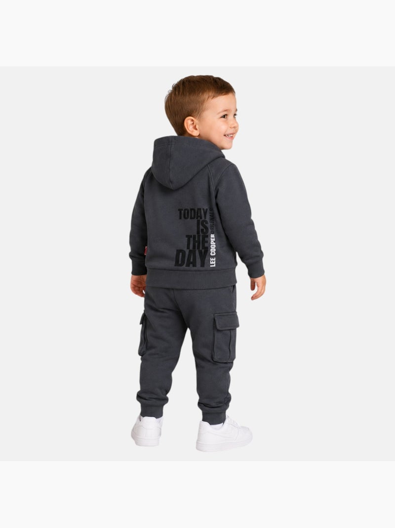 Lee Cooper - Ensemble de jogging, sweat à capuche et pantalon garçon gris anthracite - Kiabi