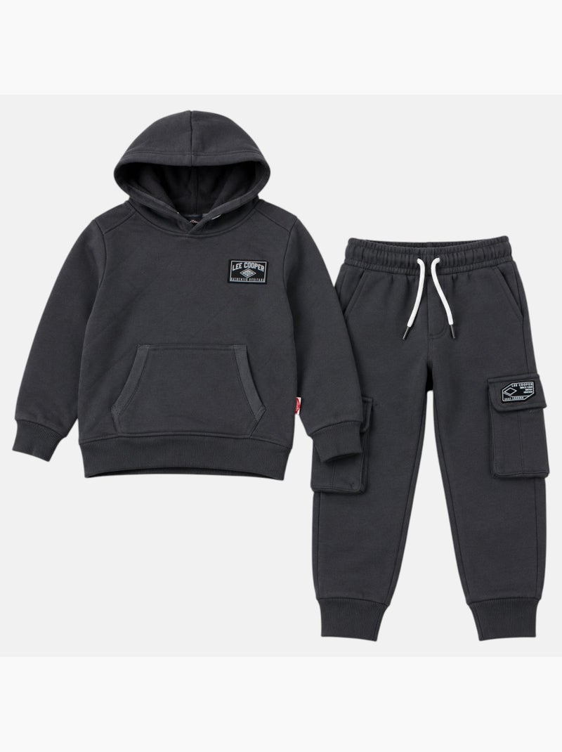 Lee Cooper - Ensemble de jogging, sweat à capuche et pantalon garçon gris anthracite - Kiabi