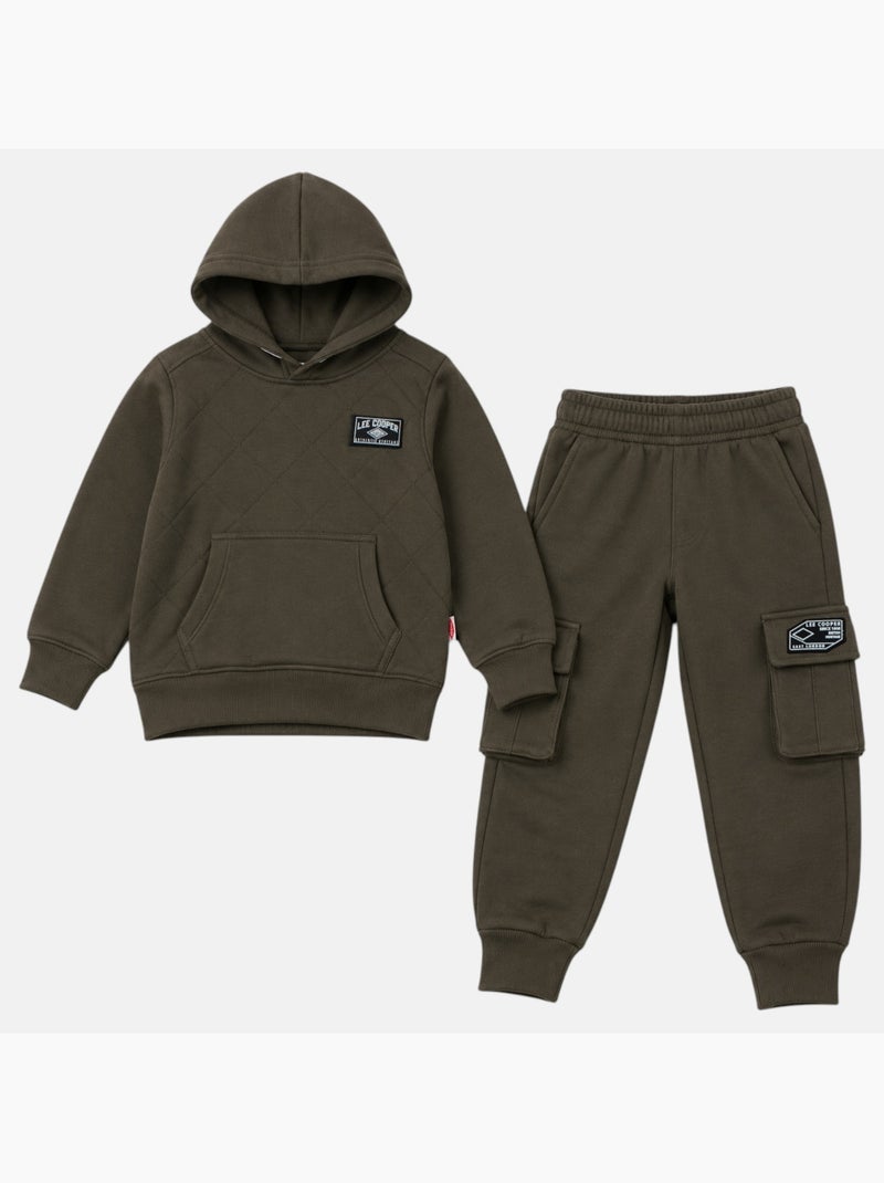 Lee Cooper - Ensemble de jogging, sweat à capuche et pantalon garçon Kaki - Kiabi