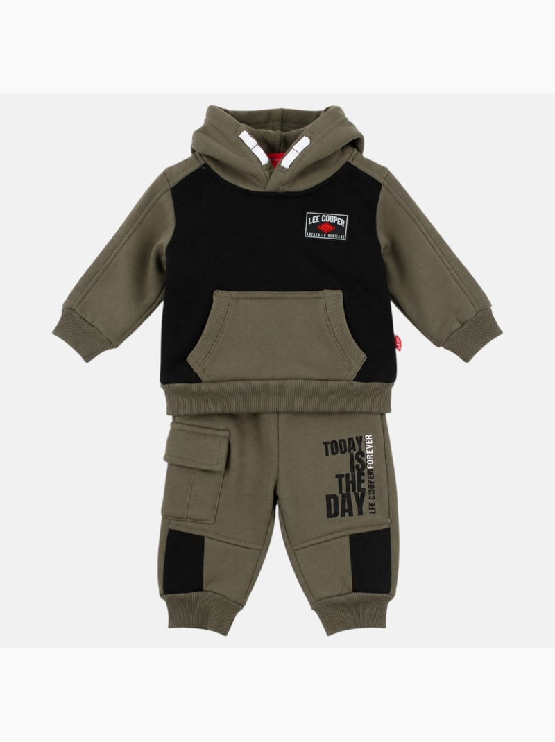 Lee Cooper - Ensemble de jogging, sweat à capuche et pantalon garçon Kaki - Kiabi
