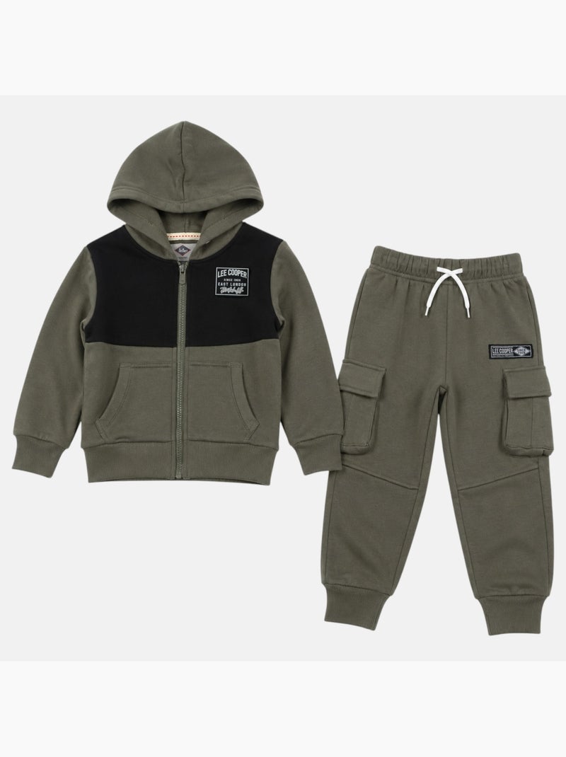 Lee Cooper - Ensemble de jogging, veste à capuche et pantalon garçon Kaki - Kiabi