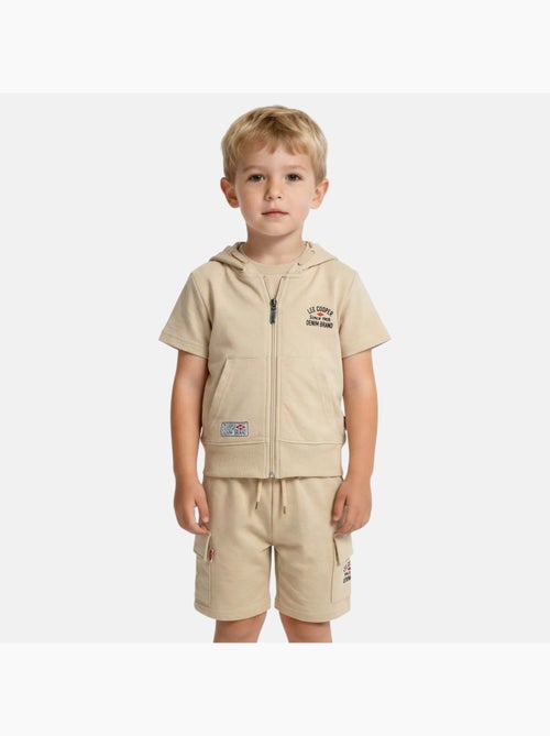 Lee Cooper - Ensemble garçon T-shirt manches courtes zippé et short - Kiabi