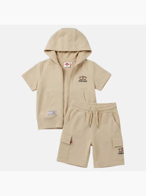 Lee Cooper - Ensemble garçon T-shirt manches courtes zippé et short - Kiabi
